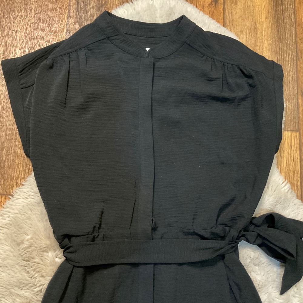 Calvin Klein Dress Size 10 Button Front Cap Sleeve Womens Tie Waist - Picture 3 of 10